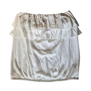 American Eagle Outfitters White Off-Shoulder Ruffle Top